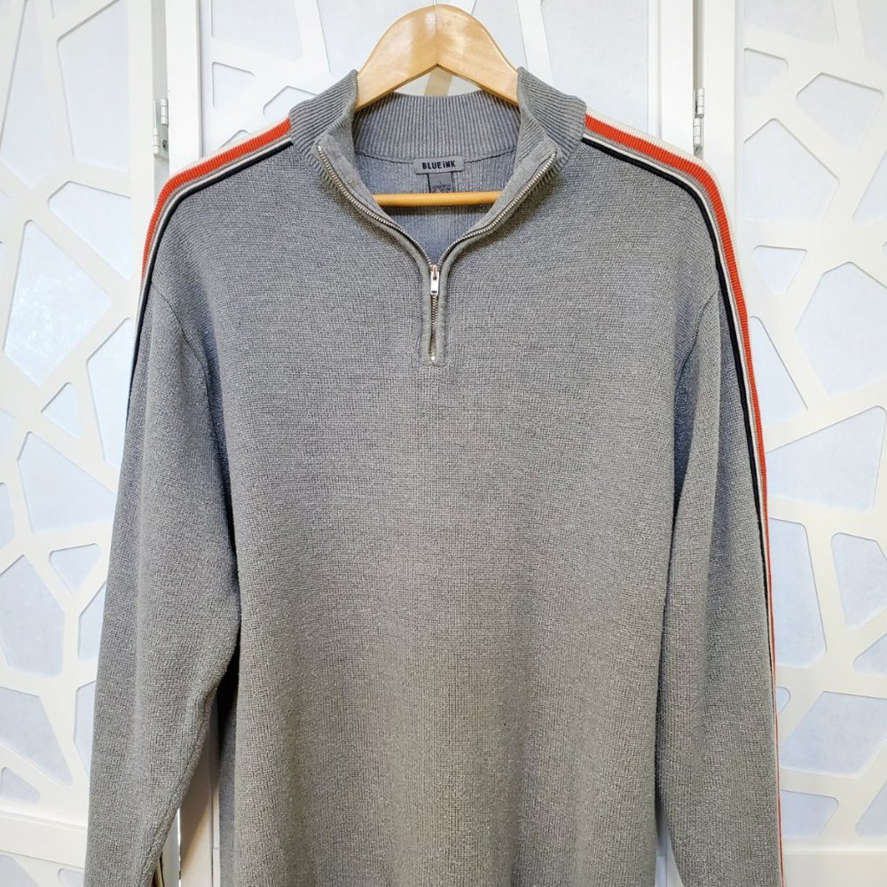 Men's Casual Sweater by Blue Ink, quarter-zip, L